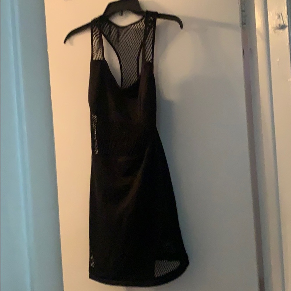Black polyester & spandex netted dress